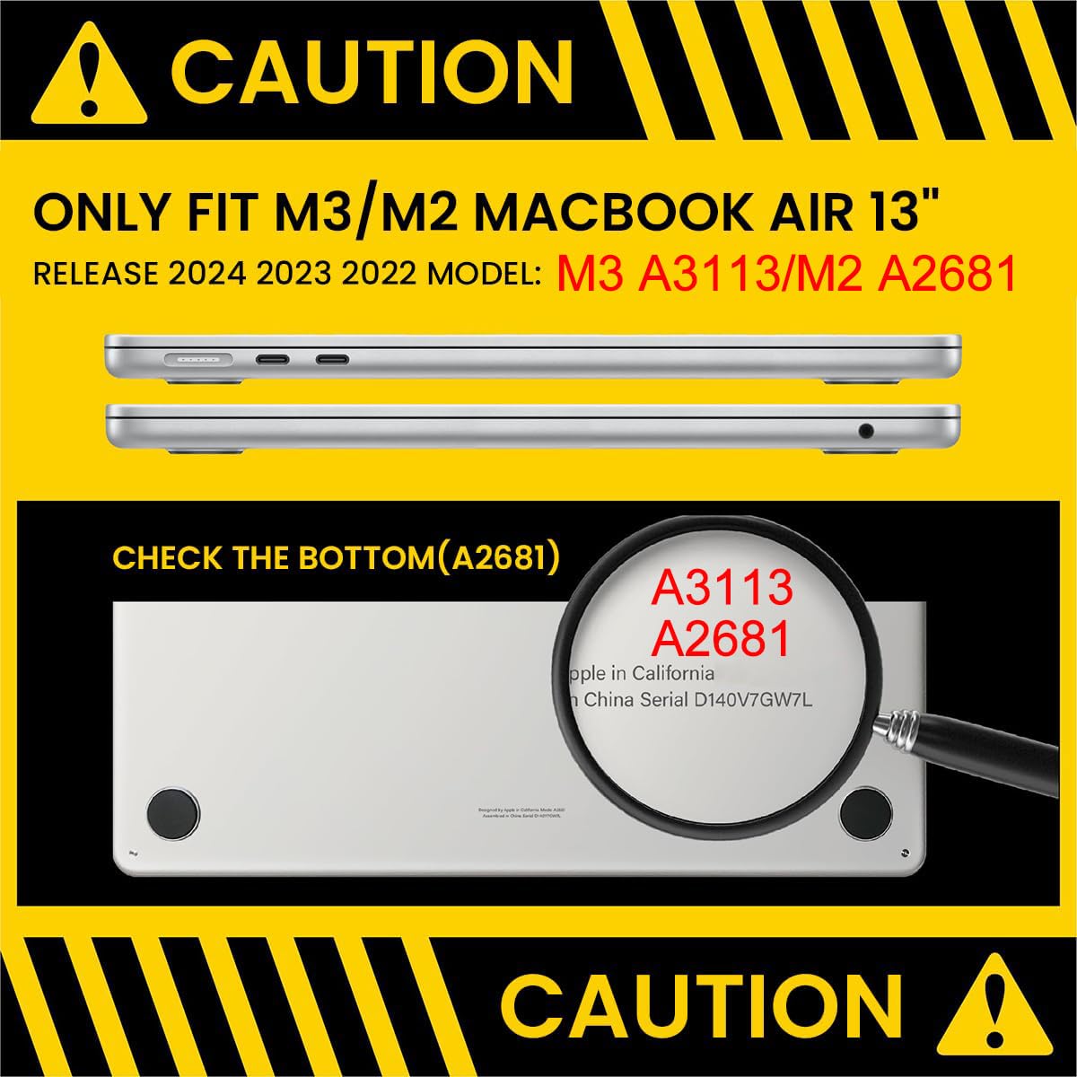 ZORBES Laptop Cover Set Compatible with MacBook Air M2 2022 Air 13.6 inch A2681, Sleek Black Transparent Laptop Case Protective Cover with Keyboard Dustproof Skin Cover & Screen Portector ZORBES Laptop Cover Set Compatible with MacBook Air M2 2022 Air 13.6 inch A2681, Sleek Black Transparent Laptop Case Protective Cover with Keyboard Dustproof Skin Cover & Screen Portector